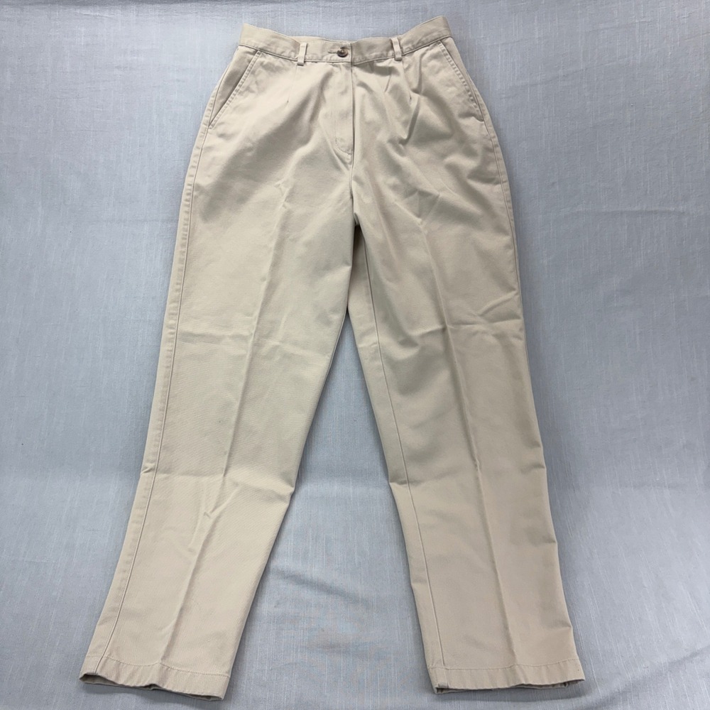 L.L.Bean Pants Women 10 Original Fit Khaki Pleated Chino 100% Cotton